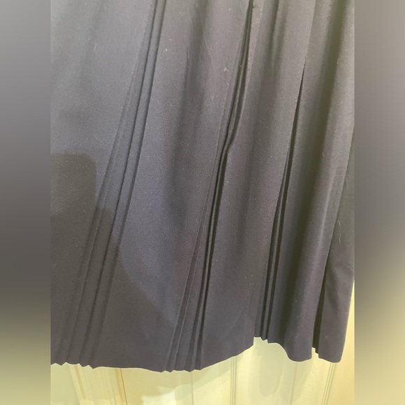 29-Vintage Susan Bristol Maxi Wool Pleated Skirt Dark Navy Blue 10 Librarian - Picture 8 of 11